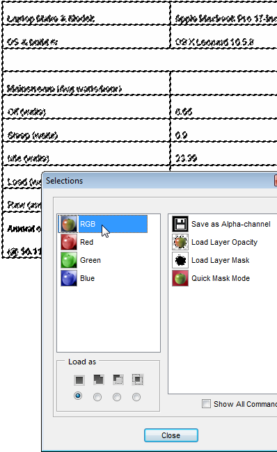 Using „Load Luminosity“ for Black and White conversion