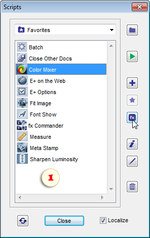 Adding the Color Mixer script to the Effects panel