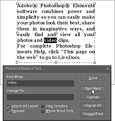 Find and Replace dialog