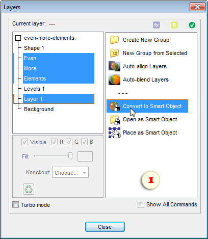 Layers dialog