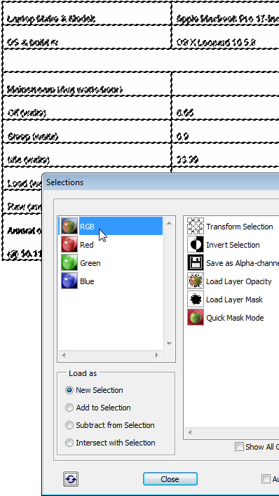 Using "Load Luminosity" for Black and White conversion