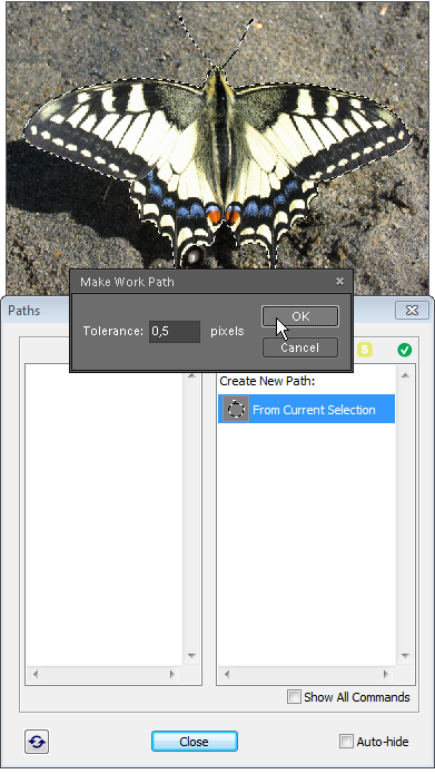 Creating path from selection